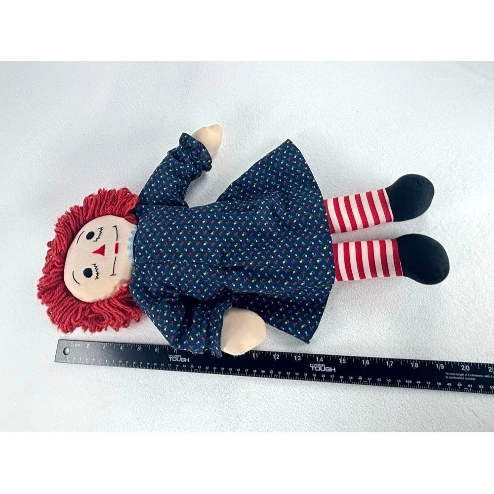 Vtg Raggedy Ann Doll Stuffed Plush Toy Red Hair Blue Dress 80s Collectible 19